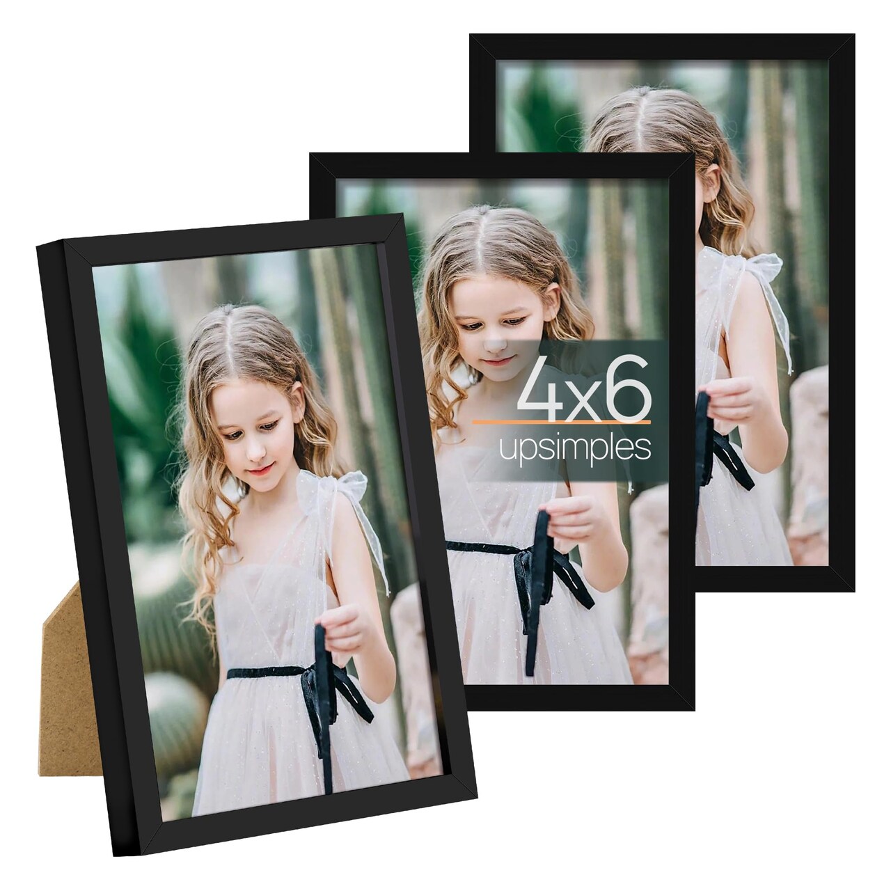 4x6 Picture Frame Set of 3, Made of High Definition Glass for 4 x 6, Wall and Tabletop Display Thin Border Photo Frames for Home Décor, Black